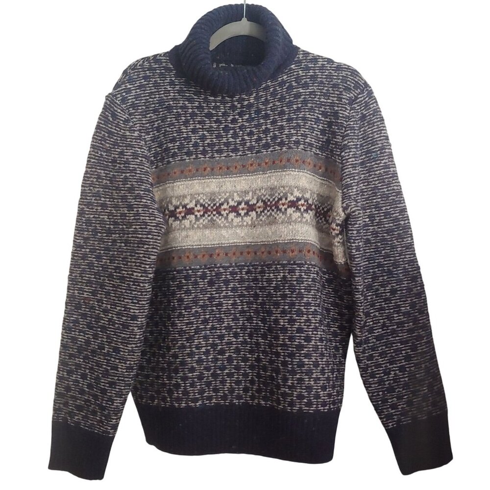 J. Crew Navy and Cream Fair Isle Turtleneck Sweater